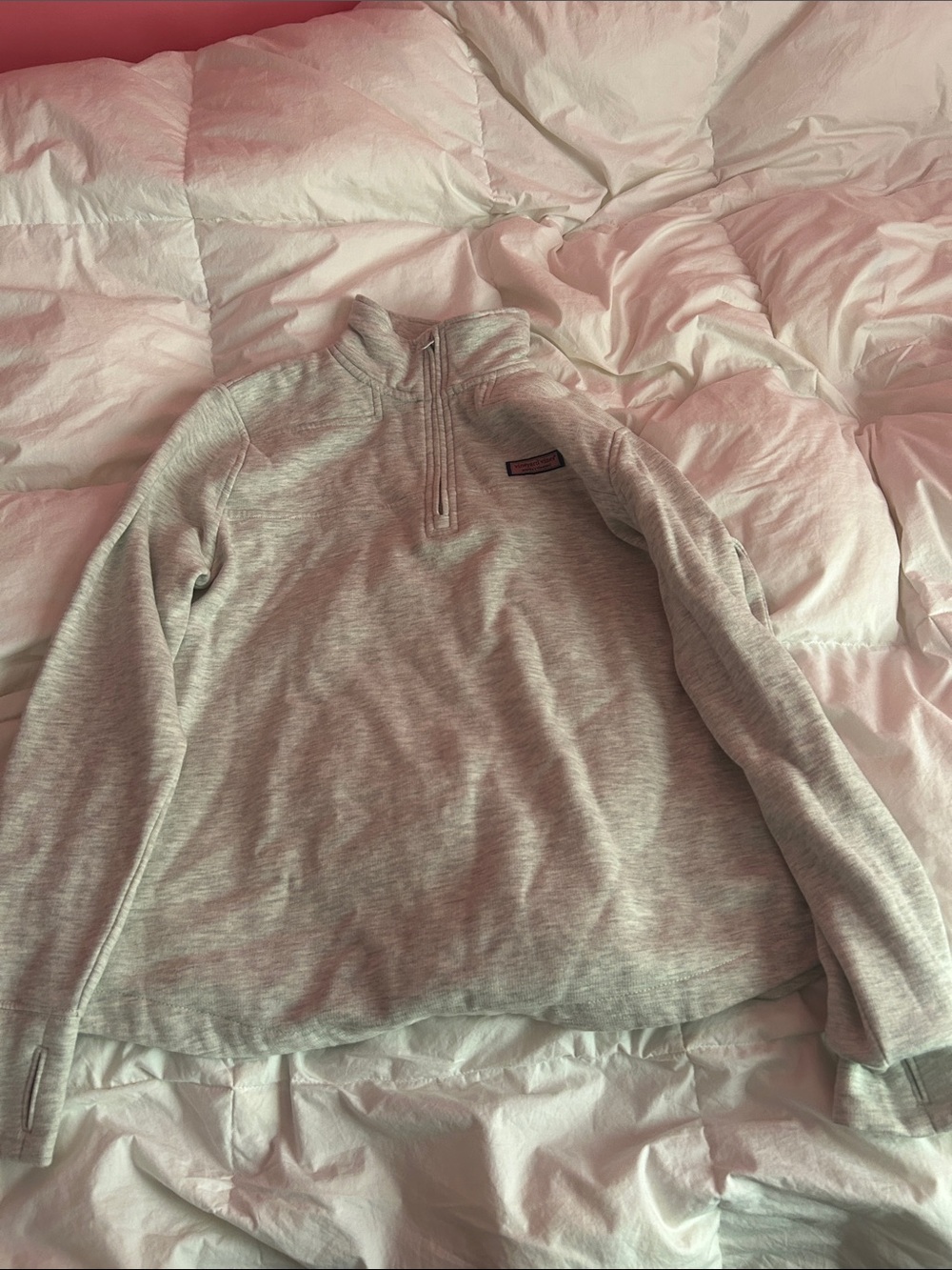Women’s long sleeve light gray 3 quarter zip
